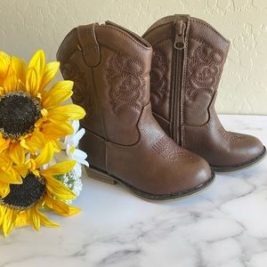 Cat & Jack Toddler Girls Memphis Zippered Brown Cowgirl Boots | Toddler Size 7
